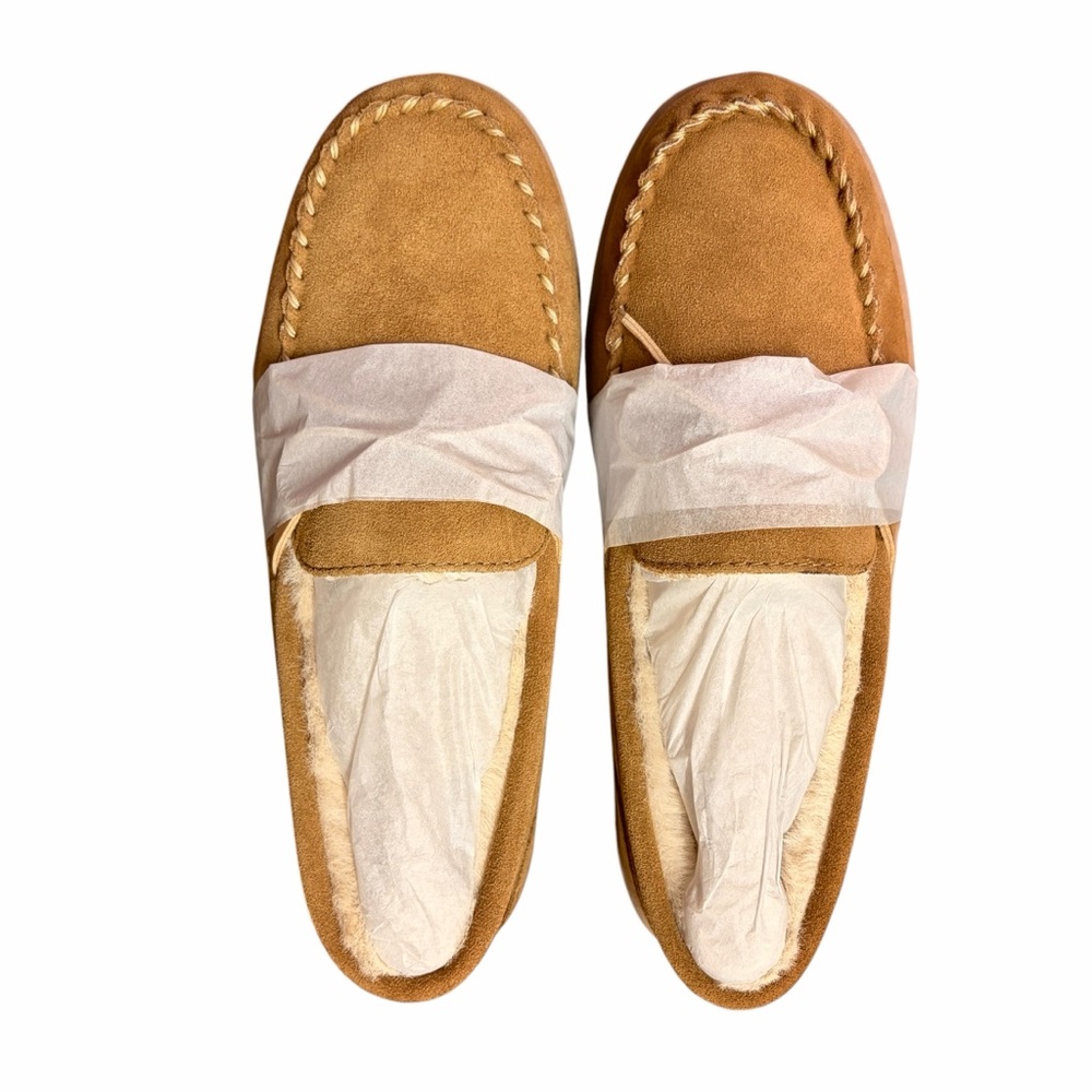 MY SLIPPERS new Men's Tan Suede Faux Fur Slip-On Leather Loafers - US11 WIDE - Picture 5 of 15